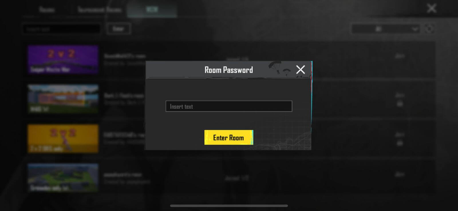 Enter Room ID and Password